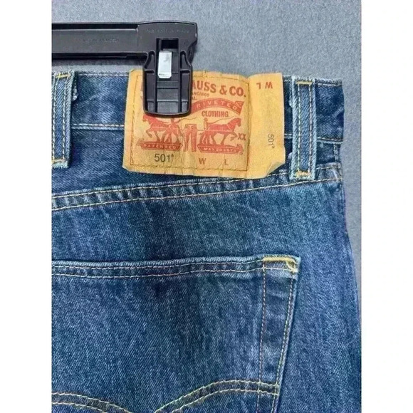 Levis 501 xx Jeans Mens 44x32 Blue Original Fit Button Fly Straight Denim - Picture 5 of 10